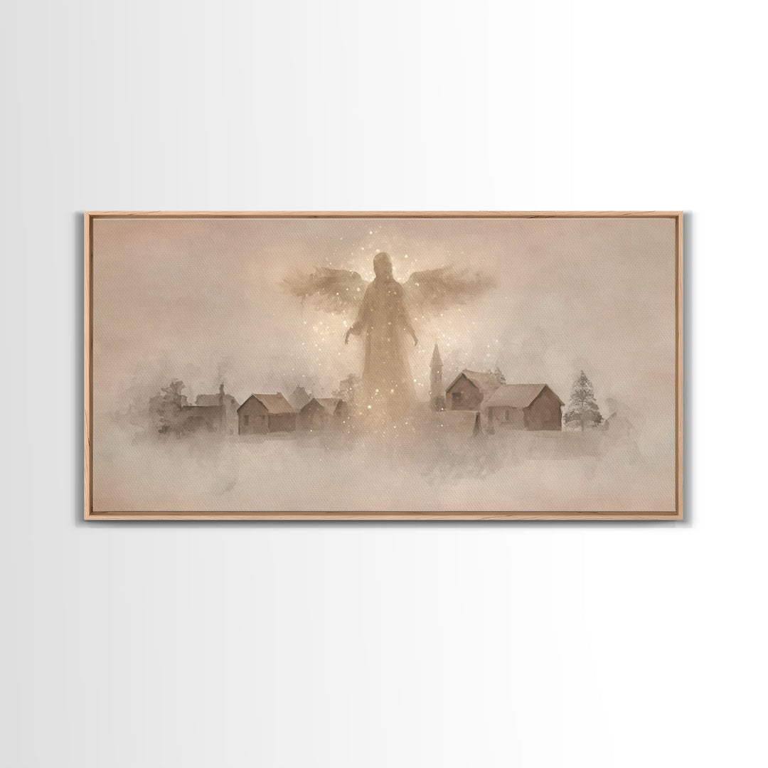 Angel Of Light – Framed Canvas Print – Christian Art Canvas – Christian Wall Art – Christmas Art – Modern Christian Art – Christian Gift