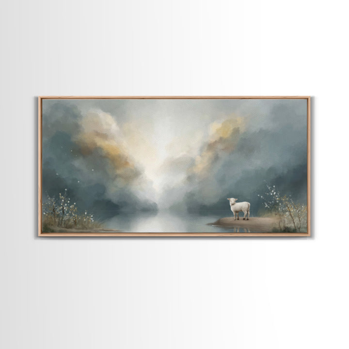 Lamb Of Dawn – Framed Canvas Print – Christian Art Canvas – Christian Wall Art – Christmas Art – Christian Christmas Art – Jesus Art Print