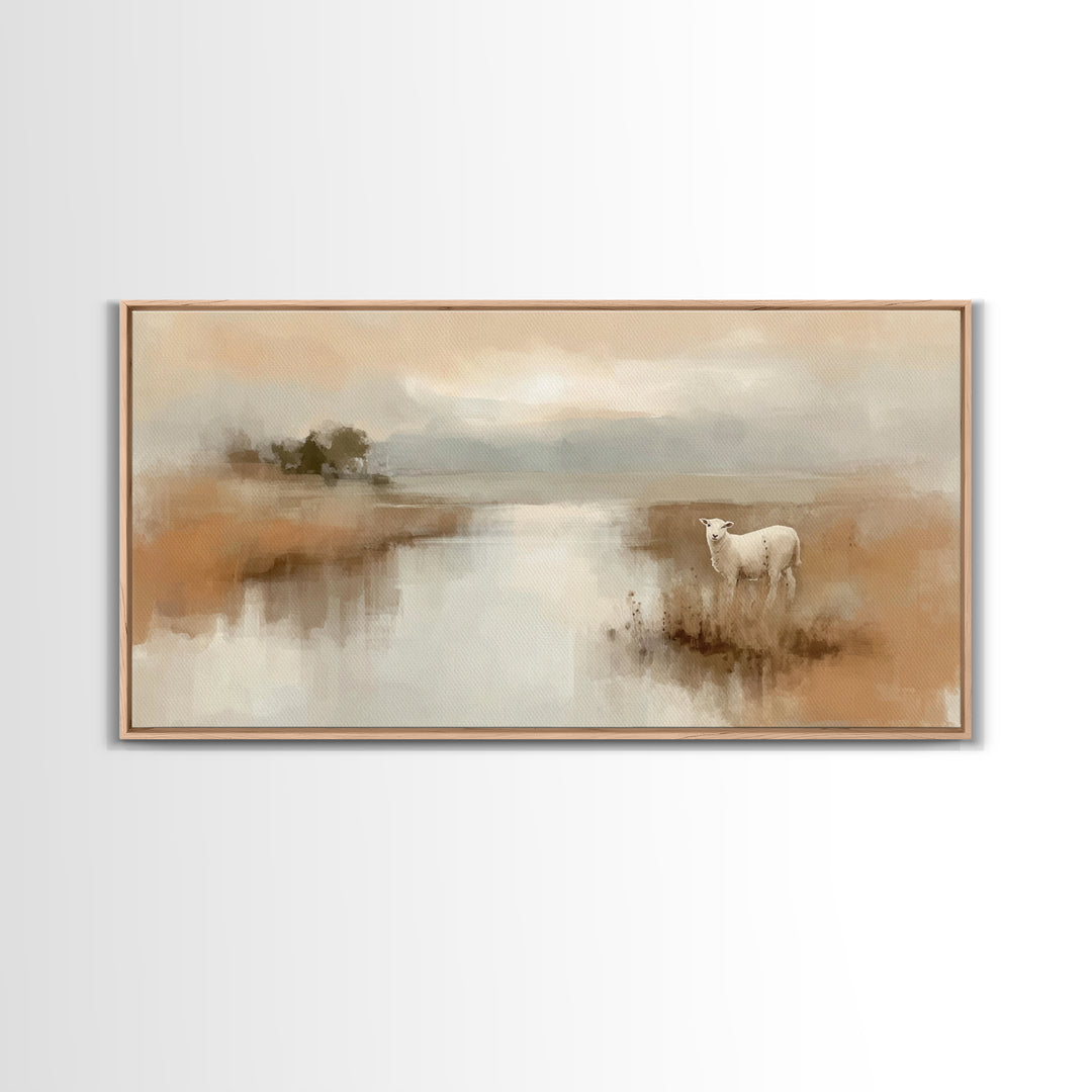 Quiet Meadow Grace, Framed Canvas Print, Christian Wall Art, Christian Art Canvas, Jesus Painting, Christian Christmas Art, Christian Decor