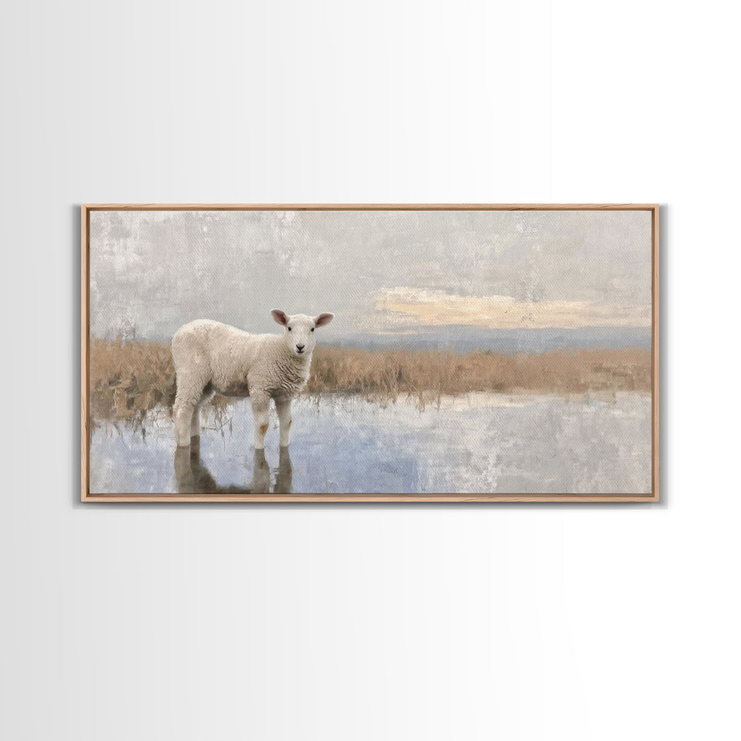 Lamb Of Dawn – Framed Canvas Print – Christian Wall Art – Christian Art Print – Jesus Christmas Art – Christian Gift Ideas – Christmas Wall