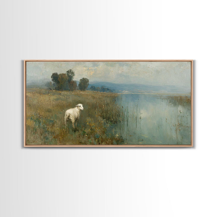 Shepherd’s Peace, Framed Canvas Print, Christian Wall Art, Christian Art Work, Christmas Art Framed, Christian Christmas Decorations, Subtl