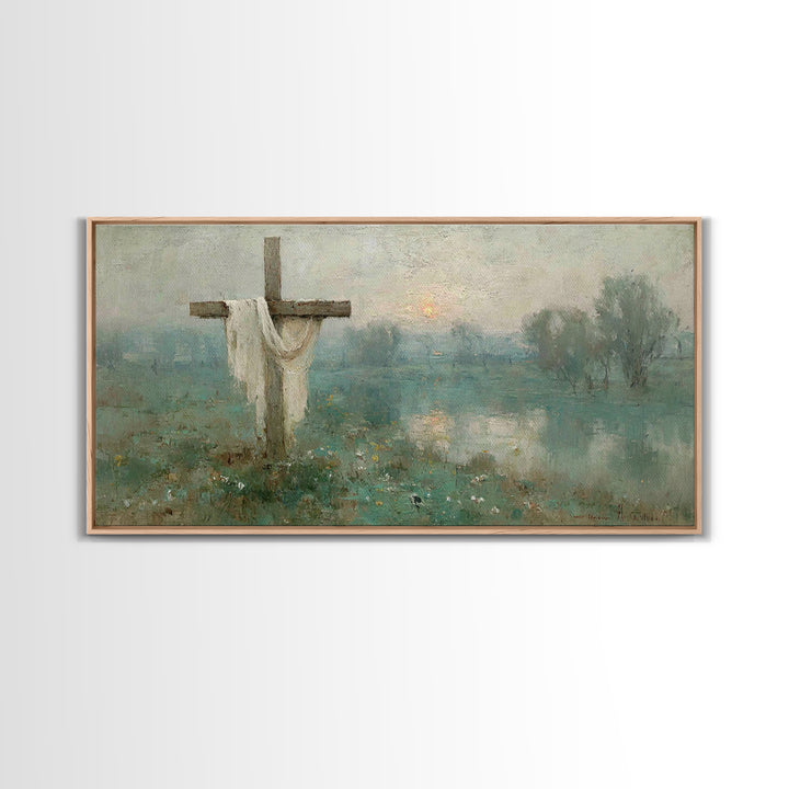 Cross Of Hope, Framed Canvas Print, Christian Wall Art, Christian Decoration, Framed Christmas Art, Christian Christmas Decor, Modern Chris