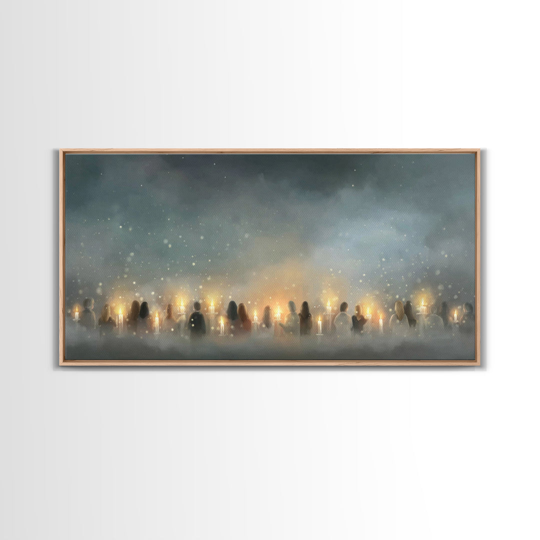 Candle Vigil Hope – Framed Canvas Print – Christian Wall Art – Christmas Art – Christian Christmas Art – Christian Art Canvas – Christian D