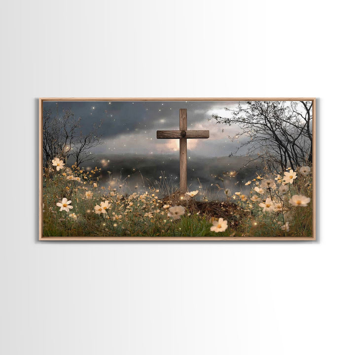 Night Of Hope, Framed Canvas Print, Christian Wall Art, Christian Art Canvas, Moody Christian Art, Christian Christmas Art, Christian Decor