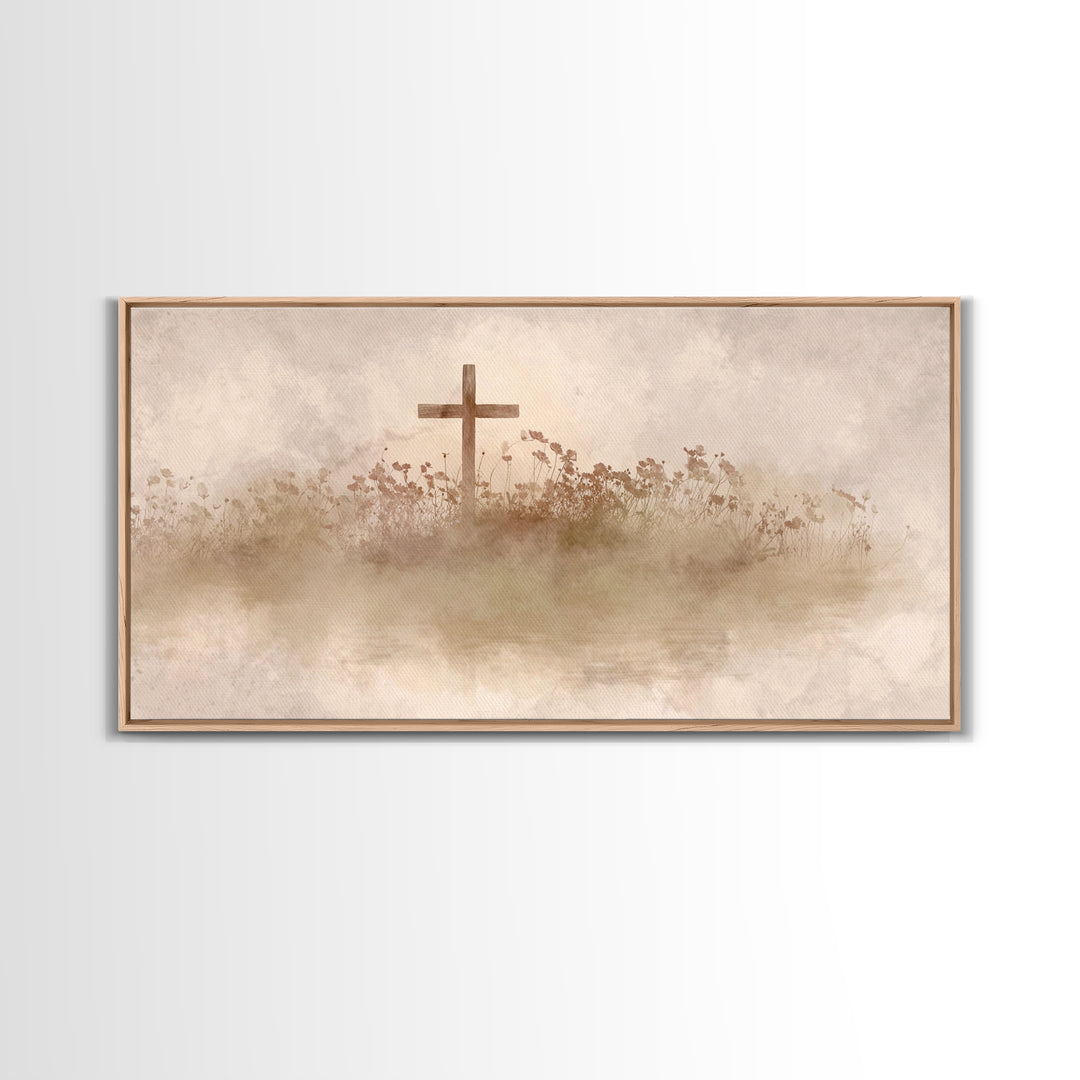 Floral Redemption, Framed Canvas Print, Christian Wall Art, Christian Art Canvas, Christian Paintings, Christian Christmas Decor, Modern Ch