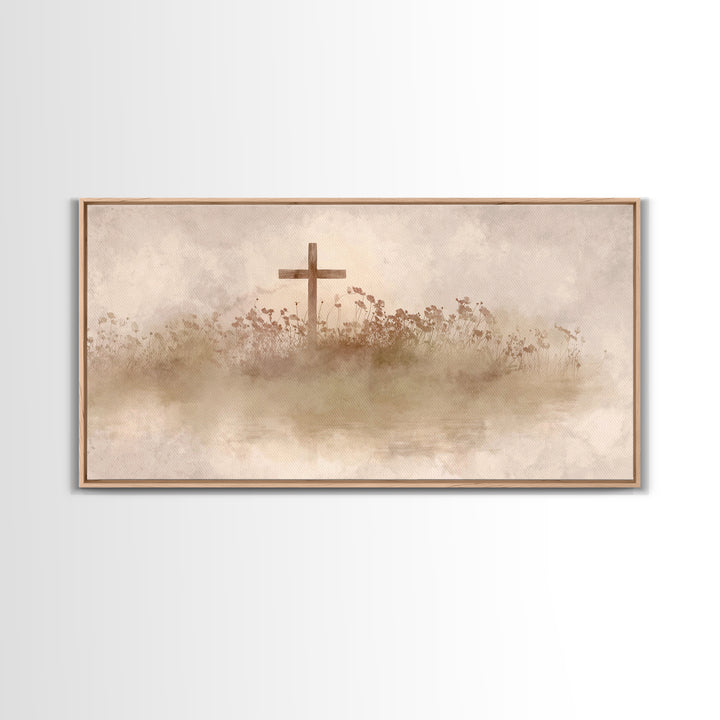 Floral Redemption, Framed Canvas Print, Christian Wall Art, Christian Art Canvas, Christian Paintings, Christian Christmas Decor, Modern Ch