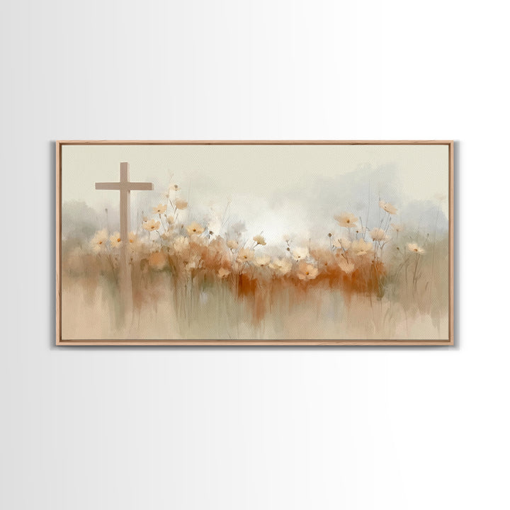 Meadow Of Faith – Framed Canvas Print – Christian Wall Art – Christian Art Canvas – Minimalist Christian Art – Christian Decor – Christian