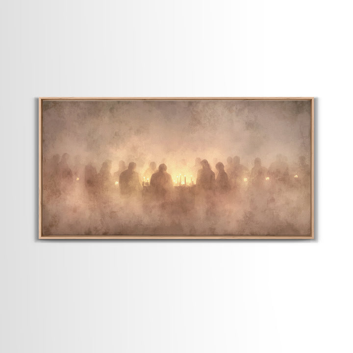 Gathered In Glow – Framed Canvas Print – Christian Art Canvas – Christian Christmas Art – Christmas Wall Art – Vintage Christmas Art – Chri