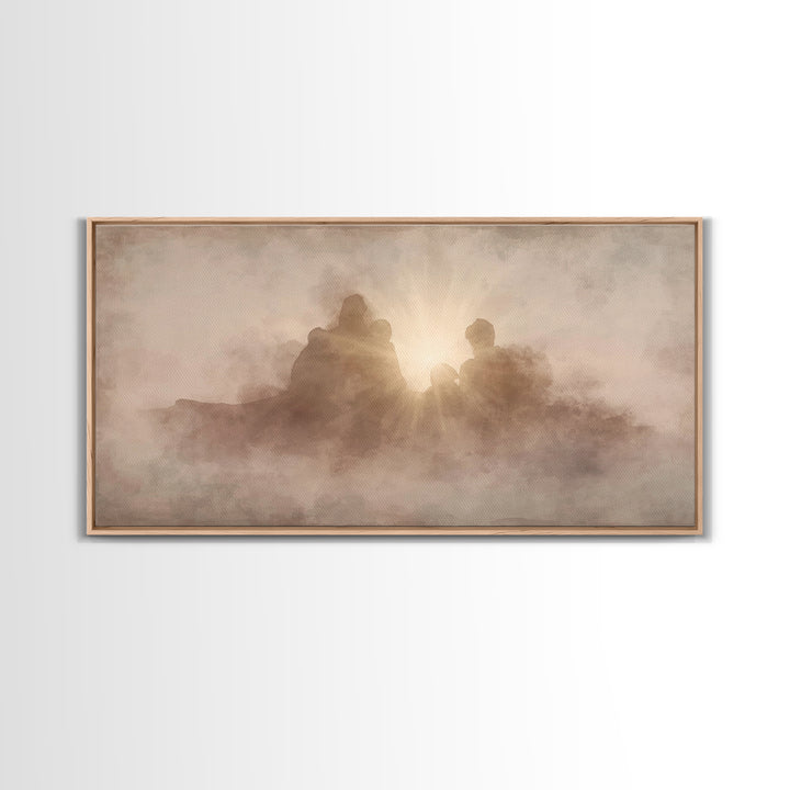 Eternal Embrace, Framed Canvas Print, Christian Painting, Christian Wall Art, Subtle Christian Art, Christian Art Canvas, Christian Decor
