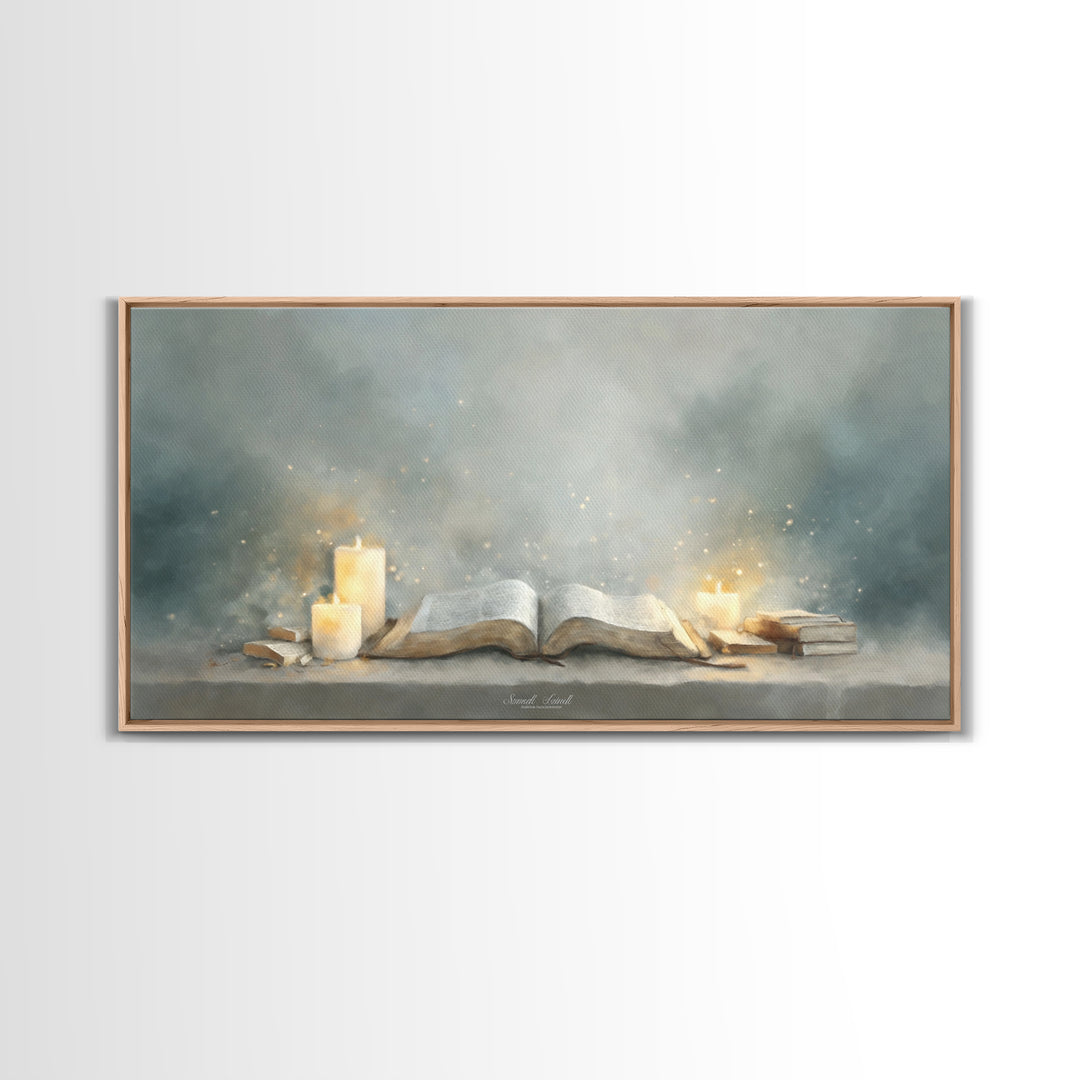 Holy Word Light, Framed Canvas Print, Christian Art Canvas, Christian Wall Art, Modern Christian Art, Christian Painting, Christian Gift