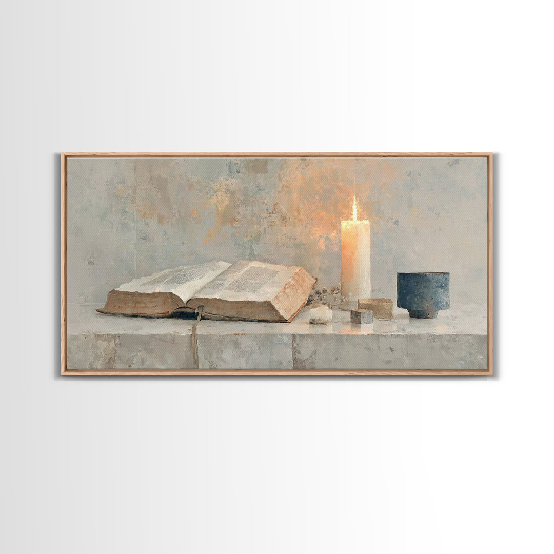 Scripture Glow | Framed Canvas Print | Christian Wall Art | Minimalist Christian Art | Christian Art Canvas | Christian Gift Ideas