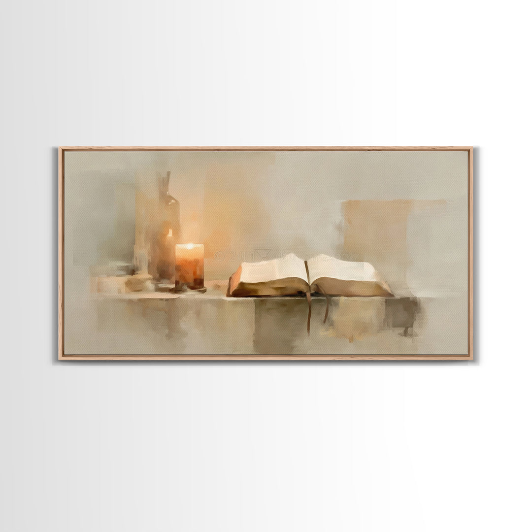 Candlelit Promise – Framed Canvas Print – Christian Art Canvas – Christian Wall Art – Moody Christian Art – Christian Art Gift Ideas