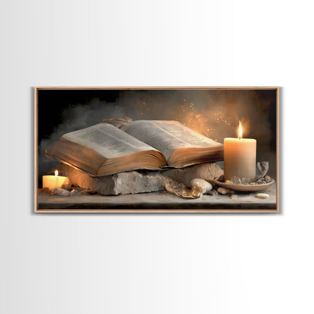 Light Of Scripture, Framed Canvas Print, Christian Art Canvas, Christian Wall Art, Vintage Christian Art, Christian Painting, Christian Gif