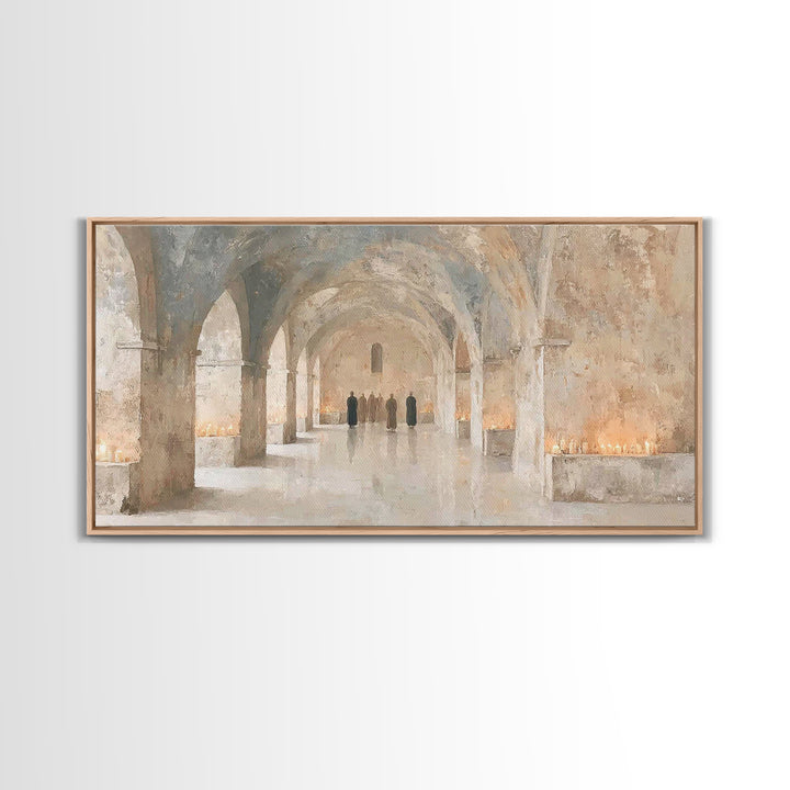 Monastic Gathering, Framed Canvas Print, Christian Art Canvas, Christian Wall Art, Vintage Christian Art, Christian Painting, Christian Art
