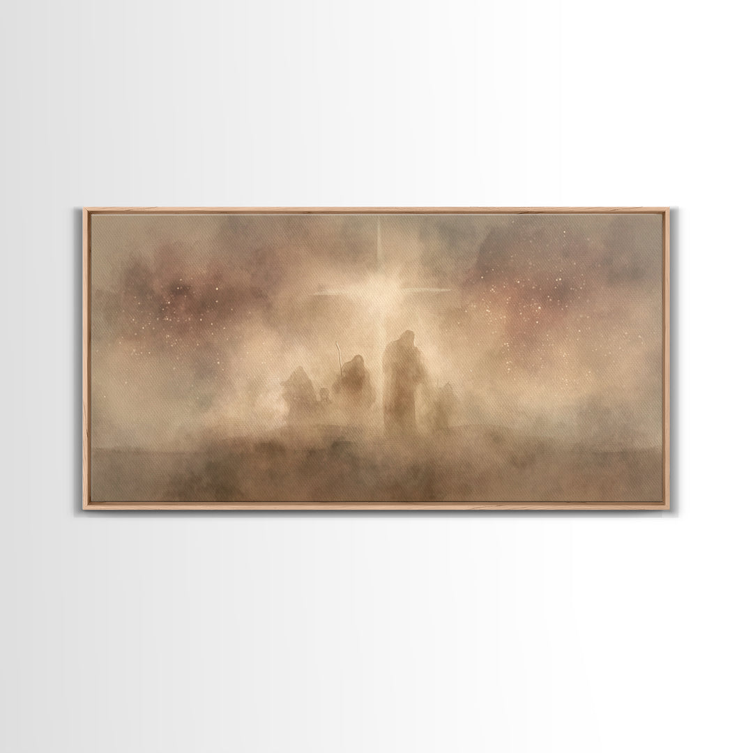 Shepherds Of Glory, Framed Canvas Print, Christian Christmas Art, Christmas Wall Art, Christian Art Canvas, Christian Art Work, Christmas A