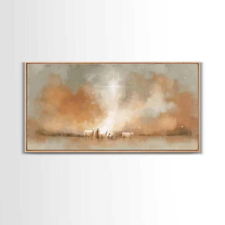 Heavenly Radiance, Framed Canvas Print, Christian Christmas Art, Christian Art Print, Christian Wall Art, Jesus Painting, Christian Art