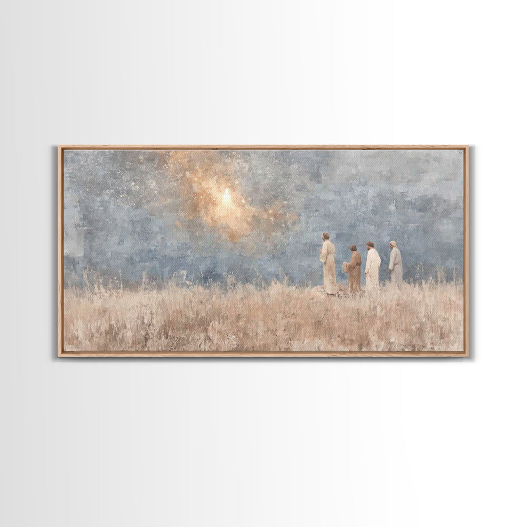 Glory In Clouds | Framed Canvas Print | Christian Art Canvas | Christmas Wall Art | Jesus Painting | Christian Christmas Art | Faith