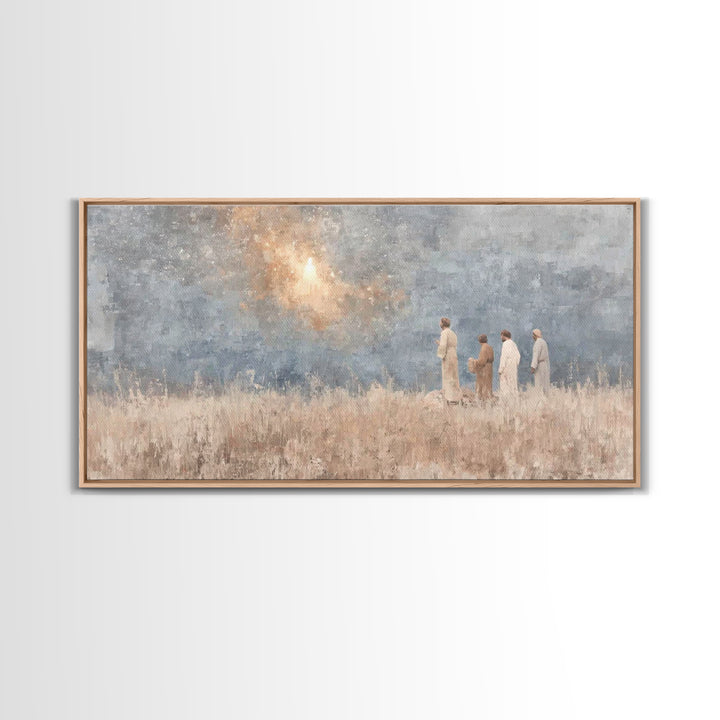 Glory In Clouds | Framed Canvas Print | Christian Art Canvas | Christmas Wall Art | Jesus Painting | Christian Christmas Art | Faith