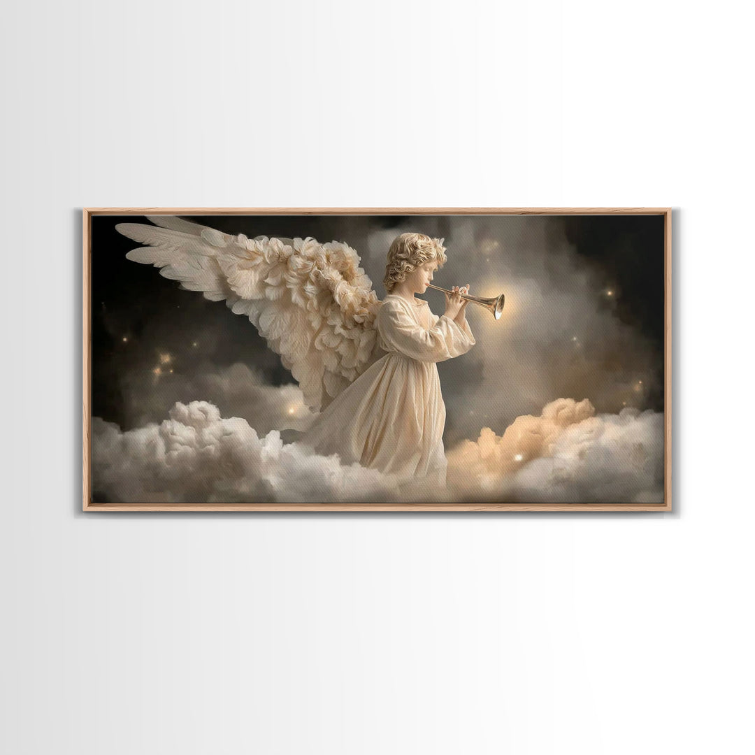 Heavenly Trumpet Call | Framed Canvas Print | Christian Wall Art | Christian Art Canvas | Christmas Art | Christian Christmas Art