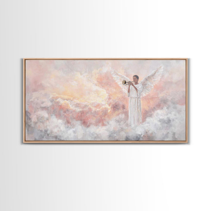 Angel In Sunrise - Framed Canvas Print - Christian Art Canvas - Christian Wall Art - Jesus Painting - Christian Christmas Art - Faith