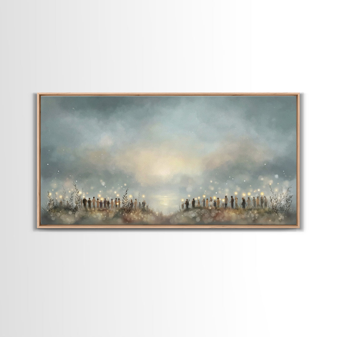Gathering Of Light – Framed Canvas Print – Christian Wall Art – Christian Art Canvas – Christmas Art – Christian Christmas Art – Christian
