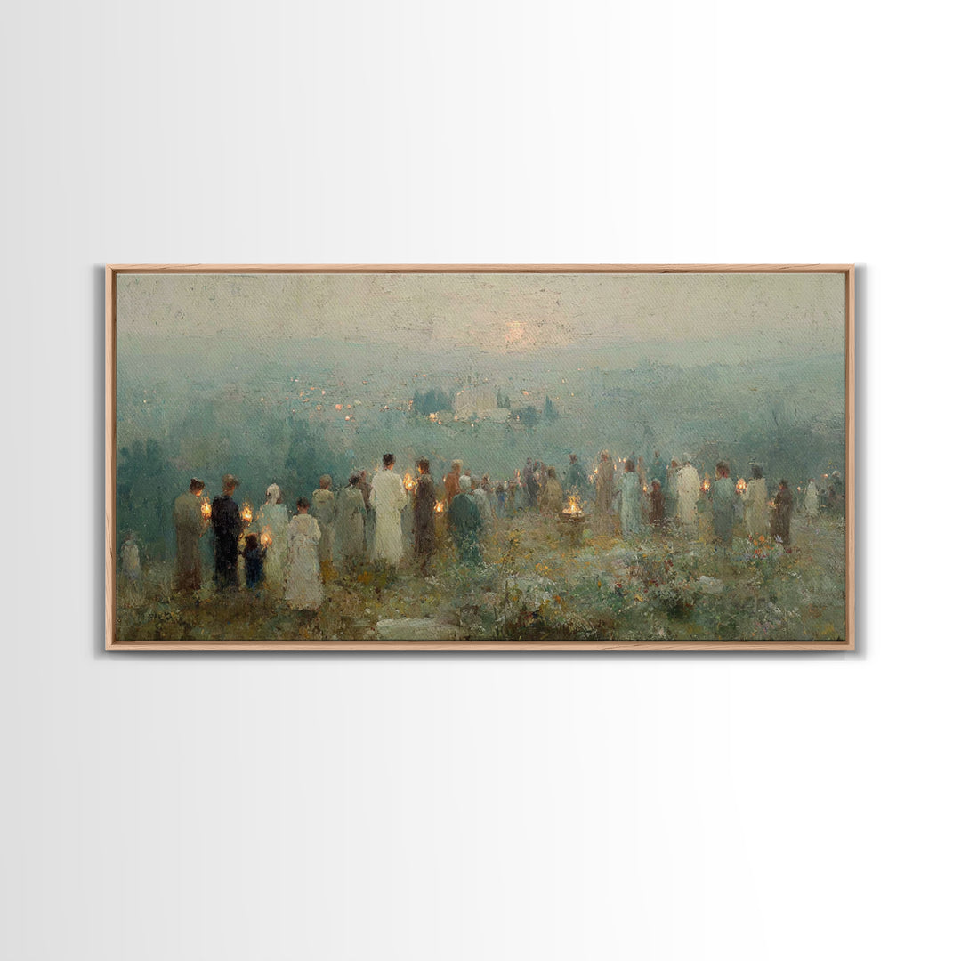 Twilight Lantern Vigil | Framed Canvas Print | Christian Christmas Art | Christian Art Canvas | Christian Wall Art | Christmas Art | Christ