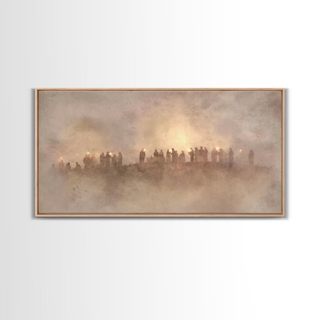 Silent Hill Procession, Framed Canvas Print, Christian Christmas Art, Christian Art Canvas, Christian Wall Art, Christmas Art, Christian Ar