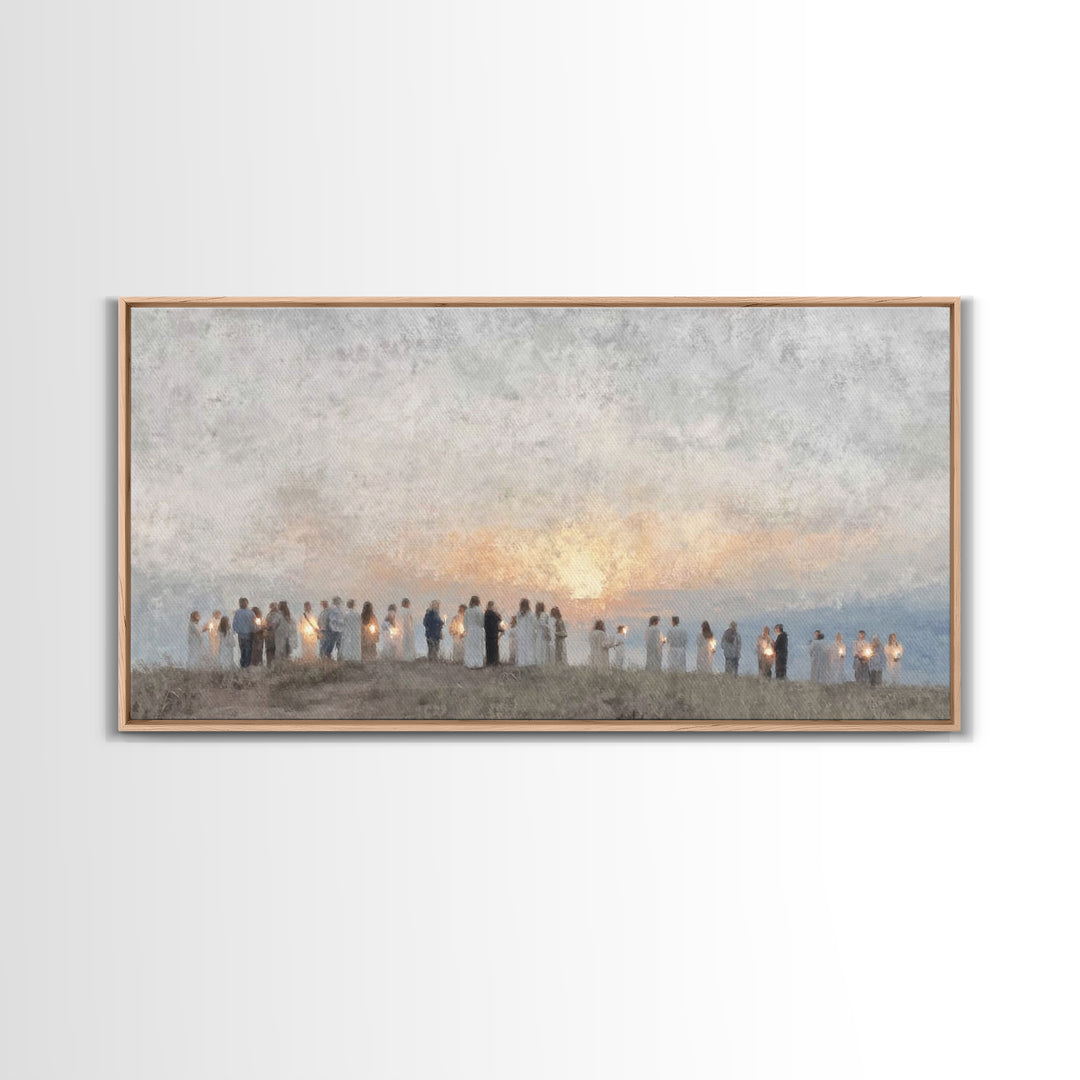 Sunrise Pilgrims Of Hope – Framed Canvas Print – Christian Art Canvas – Christian Christmas Art – Christian Wall Art – Christmas Art – Chri