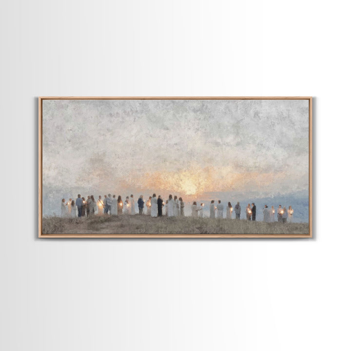 Sunrise Pilgrims Of Hope – Framed Canvas Print – Christian Art Canvas – Christian Christmas Art – Christian Wall Art – Christmas Art – Chri