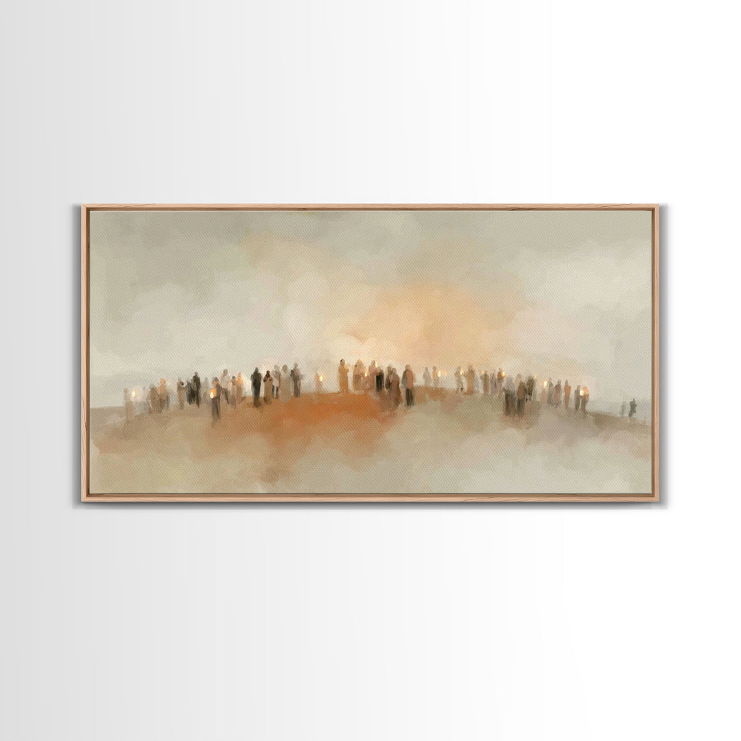 Golden Meadow Gathering | Framed Canvas Print | Christian Art Canvas | Christian Wall Art | Christian Christmas Art | Christmas Art | Chris