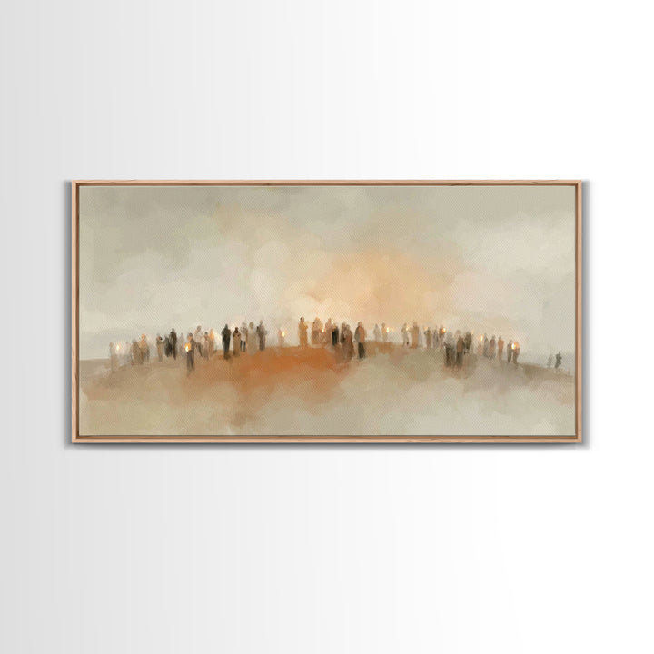 Golden Meadow Gathering | Framed Canvas Print | Christian Art Canvas | Christian Wall Art | Christian Christmas Art | Christmas Art | Chris