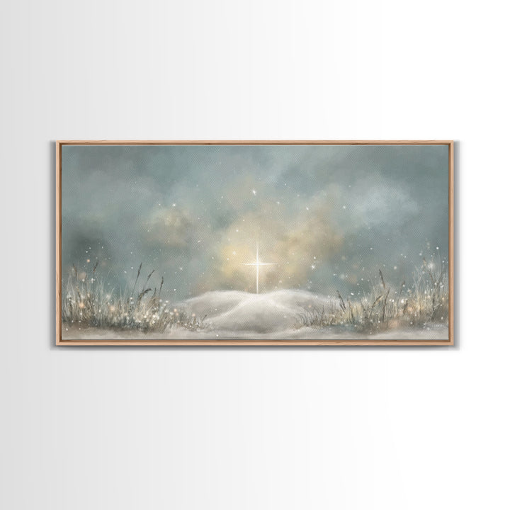 Star Of Peace – Framed Canvas Print – Christian Art Canvas – Christmas Wall Art – Subtle Christian Art – Framed Christmas Art