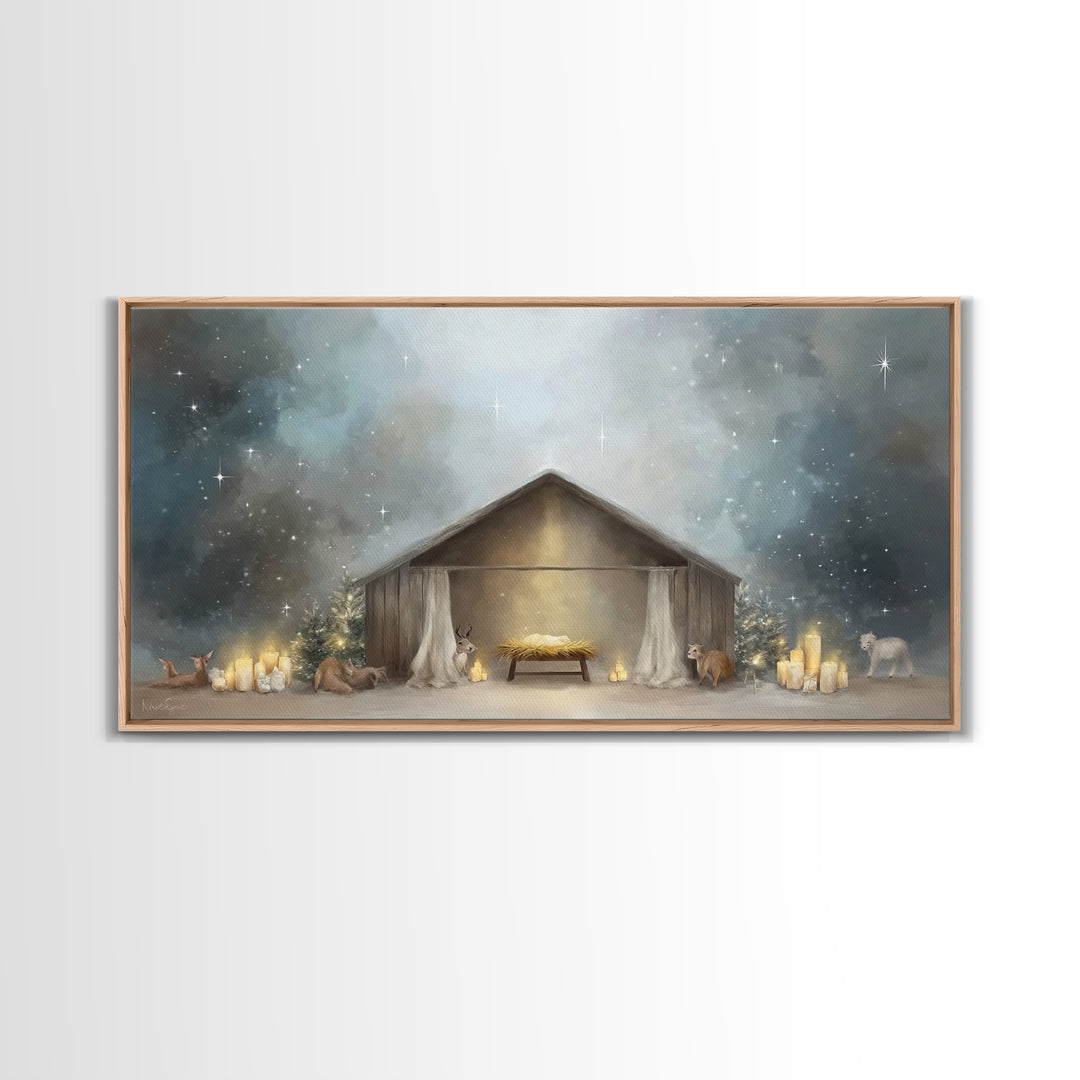 Holy Nativity – Framed Canvas Print – Christian Christmas Art – Christmas Art – Christian Wall Art – Christian Art Canvas – Christmas Decor