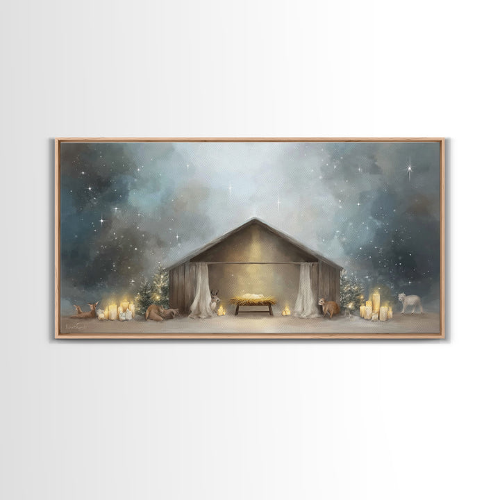 Holy Nativity – Framed Canvas Print – Christian Christmas Art – Christmas Art – Christian Wall Art – Christian Art Canvas – Christmas Decor