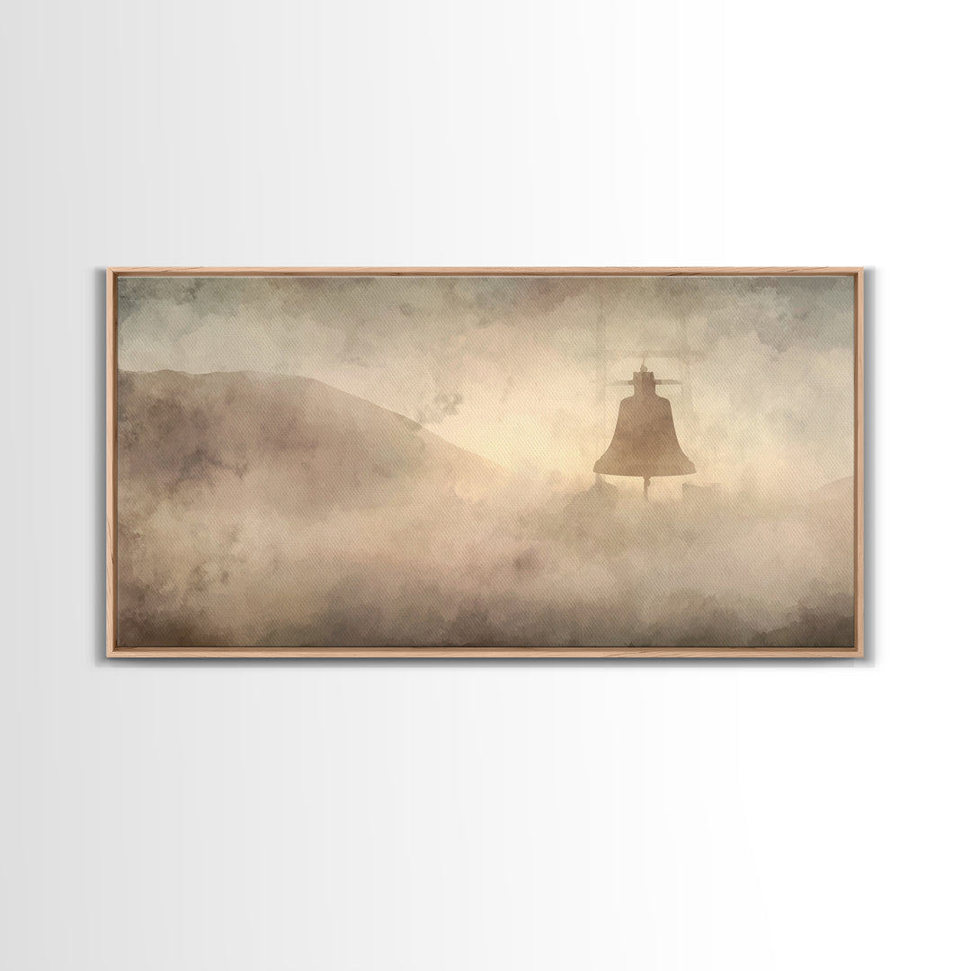 Misty Bells – Framed Canvas Print – Christian Wall Art – Subtle Christian Art – Christian Art Canvas – Christmas Art Prints