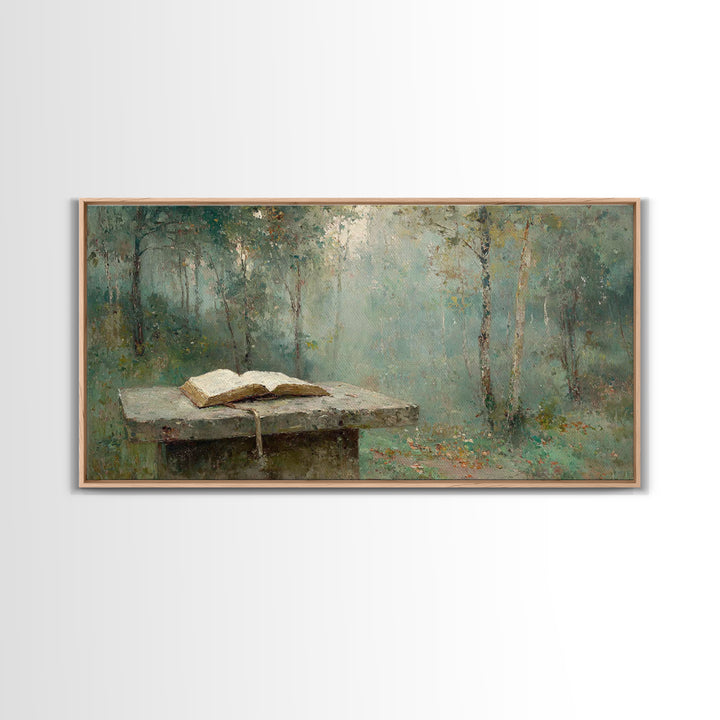 Woodland Testament - Framed Canvas Print - Christian Wall Art - Vintage Christian Art - Christian Art Canvas - Christian Painting - Christi
