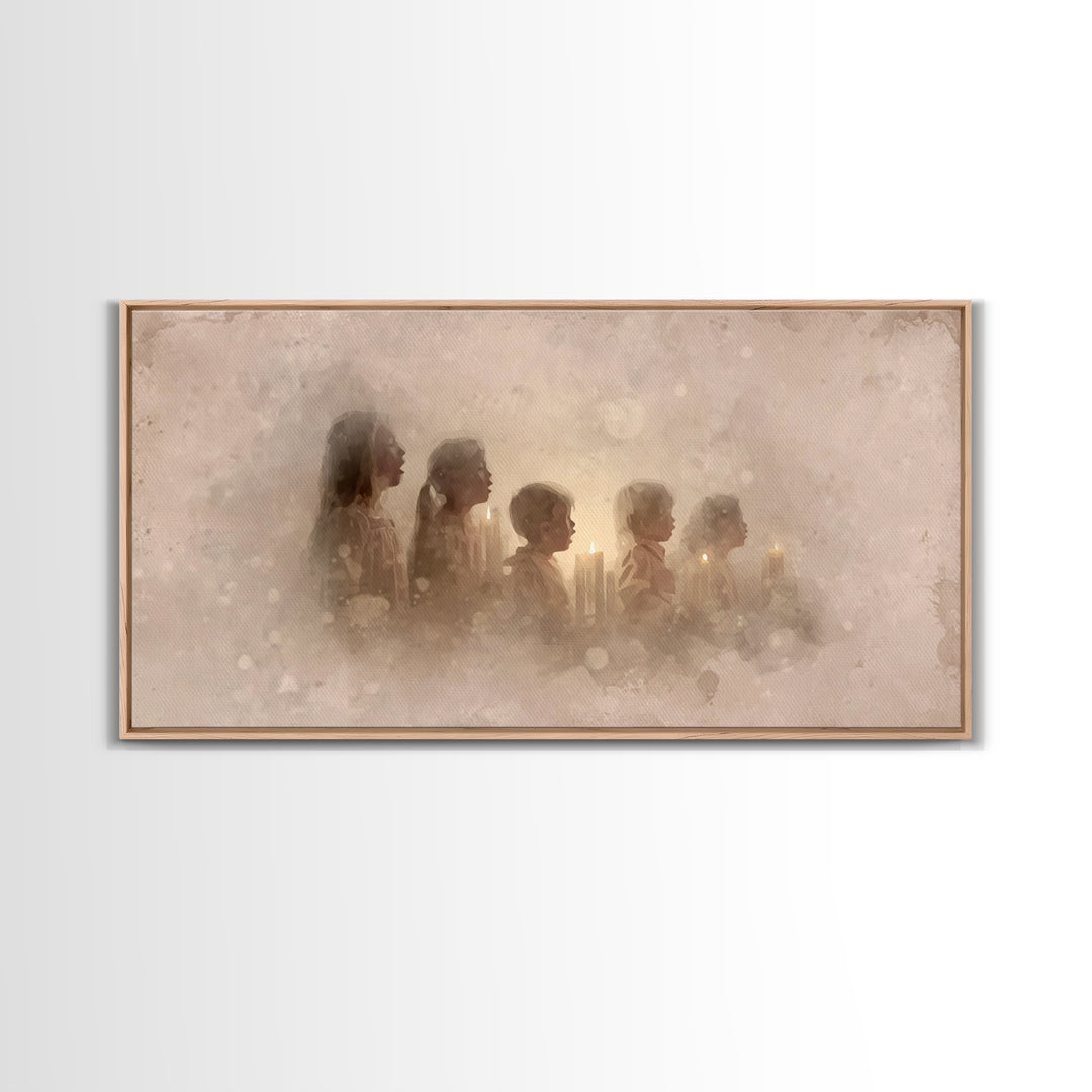 Silent Night Voices – Framed Canvas Print – Christian Art Canvas – Christian Wall Art – Minimalist Christian Art – Christmas Wall Art – Chr