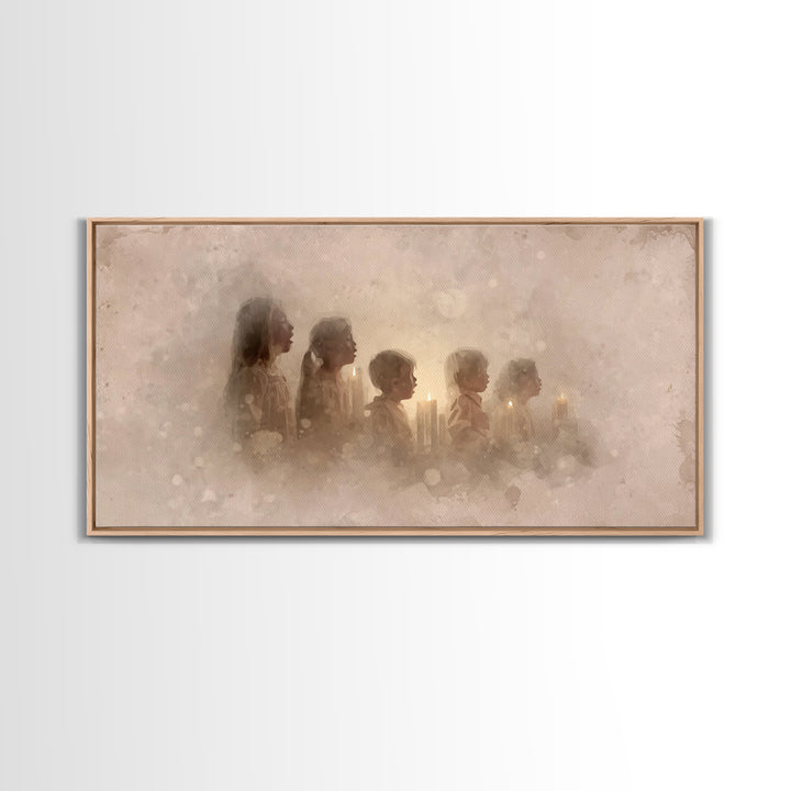 Silent Night Voices – Framed Canvas Print – Christian Art Canvas – Christian Wall Art – Minimalist Christian Art – Christmas Wall Art – Chr