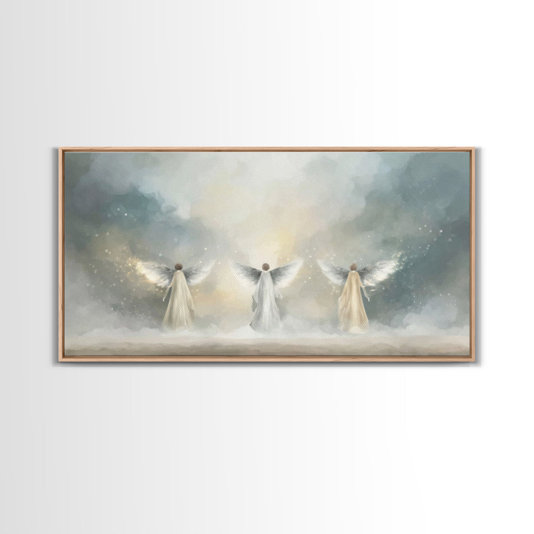 Heavenly Guardians – Framed Canvas Print – Christian Wall Art – Christian Art Canvas – Christian Painting – Christian Art Work – Subtle Chr