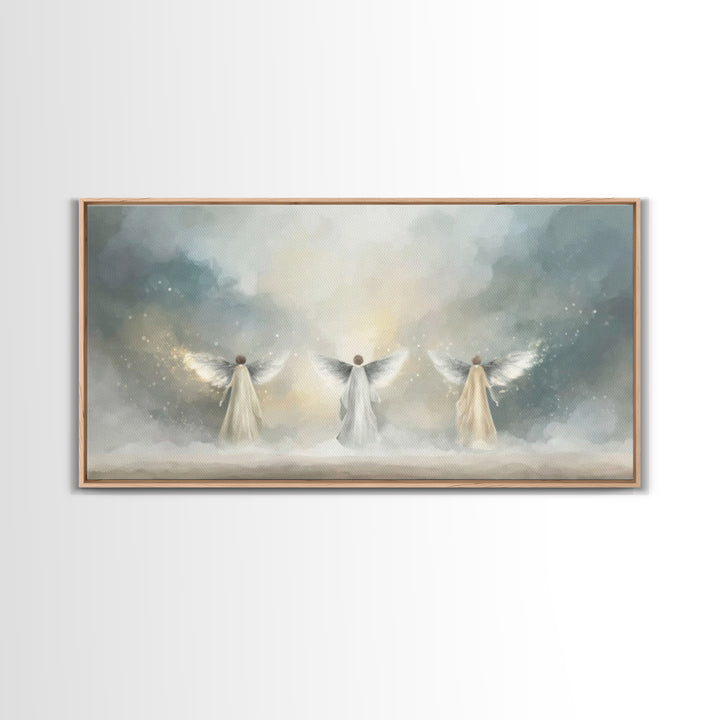 Heavenly Guardians – Framed Canvas Print – Christian Wall Art – Christian Art Canvas – Christian Painting – Christian Art Work – Subtle Chr