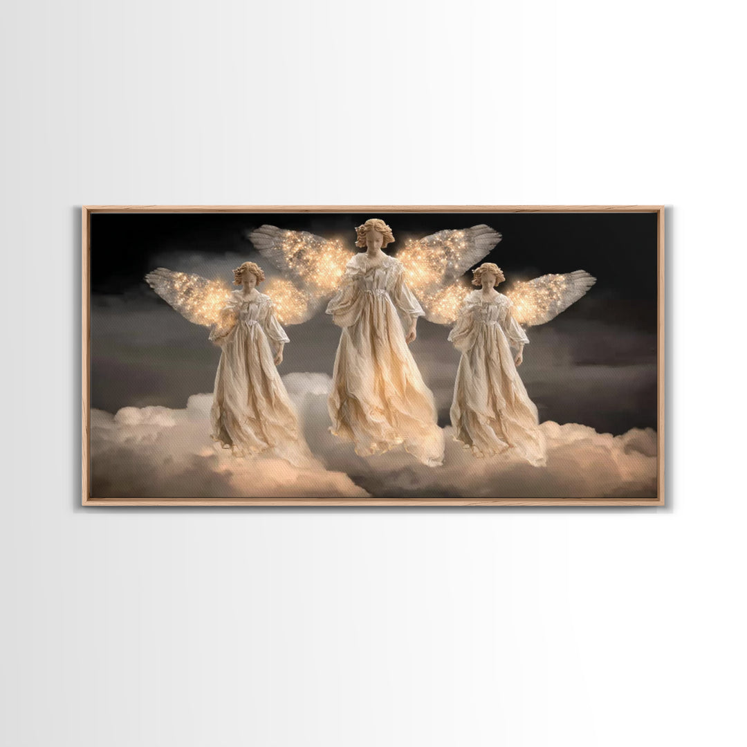 Celestial Shine – Framed Canvas Print – Christian Christmas Art – Christian Art Canvas – Christmas Art Framed – Christian Wall Art – Framed