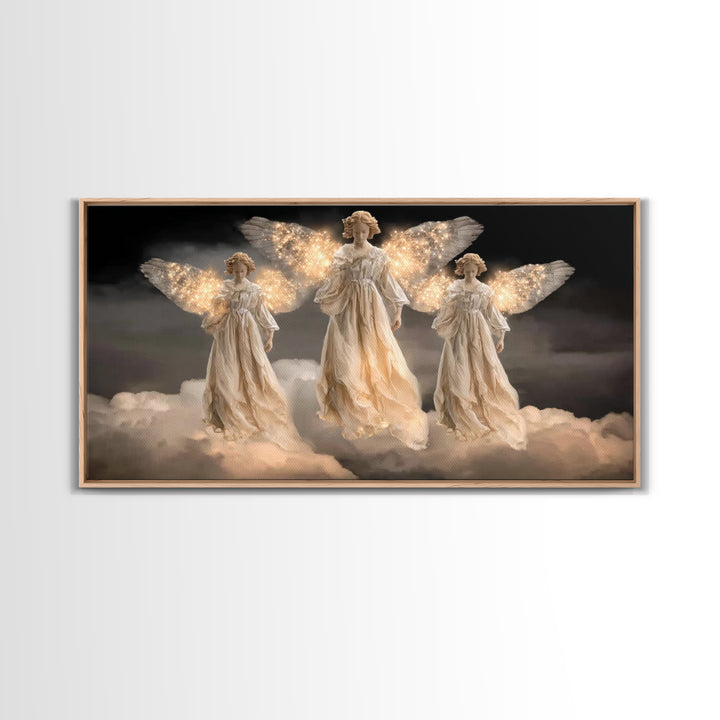 Celestial Shine – Framed Canvas Print – Christian Christmas Art – Christian Art Canvas – Christmas Art Framed – Christian Wall Art – Framed