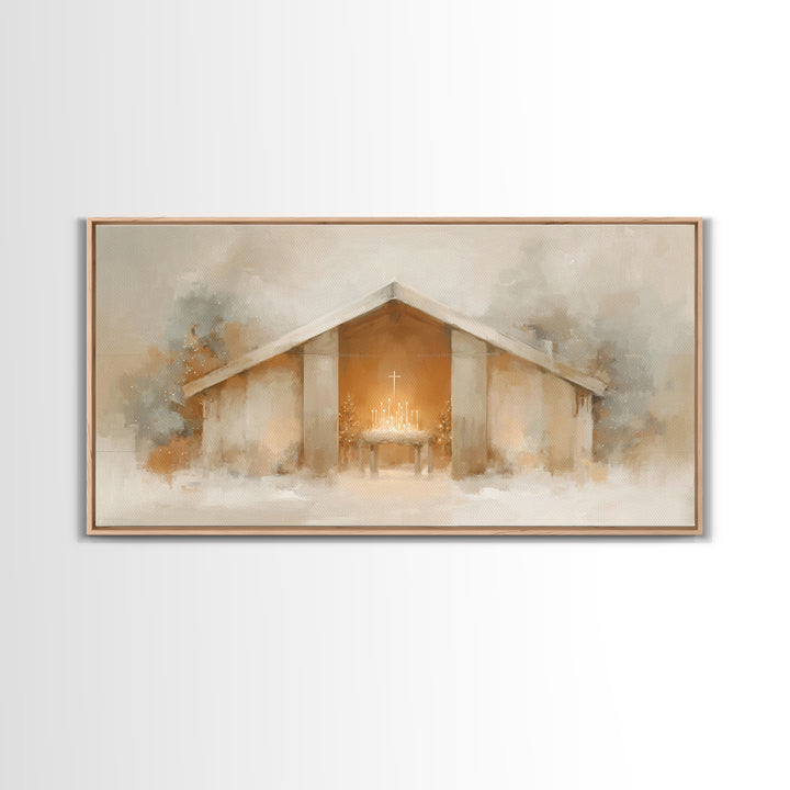 Holy Lantern Glow | Framed Canvas Print | Christian Christmas Art | Christian Wall Art | Christian Art Canvas | Christmas Art Prints | Mode