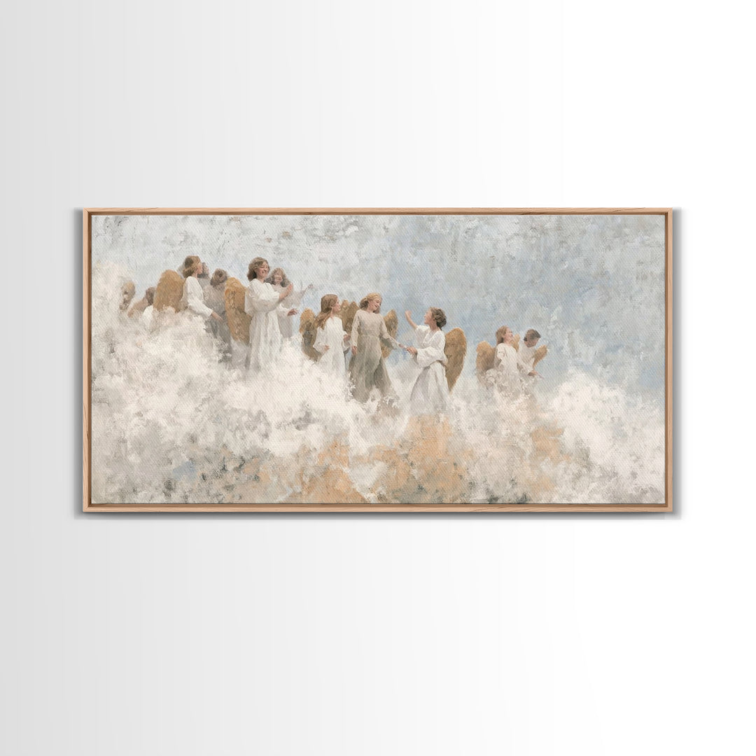 Joy Among Angels – Framed Canvas Print – Christian Christmas Art – Christian Wall Art – Christmas Art Prints – Christian Art Canvas – Chris
