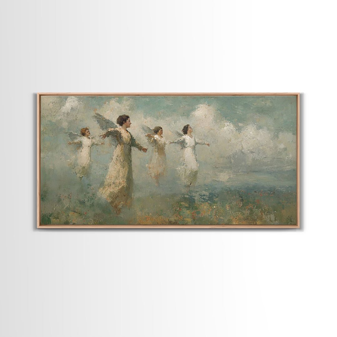 Heavenly Flight – Framed Canvas Print – Christian Paintings – Vintage Christian Art – Christian Art Canvas – Christian Wall Art – Christian