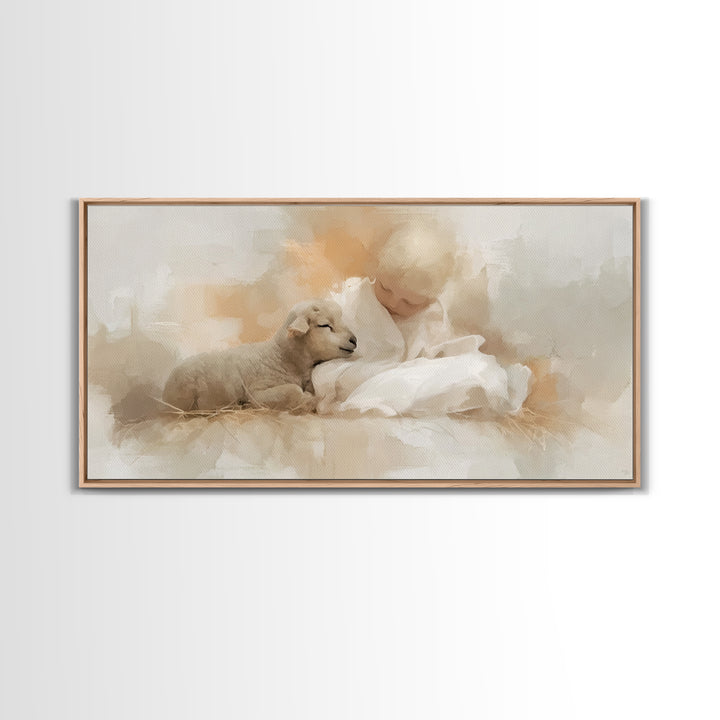 Holy Innocence – Framed Canvas Print – Christian Wall Art – Jesus Painting – Christian Christmas Art – Christian Art Canvas – Jesus