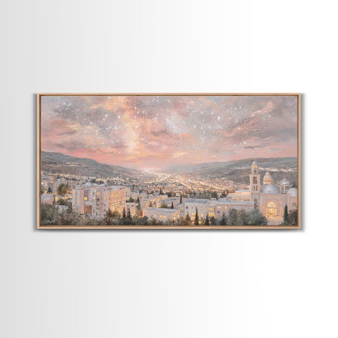 City of Promise, Framed Canvas Print, Christian Wall Art, Christian Art Canvas, Christmas Art Prints, Christian Christmas Decor, Modern Chr