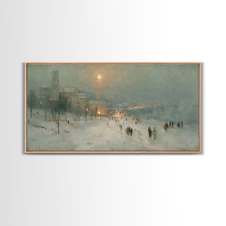 Snowy Bethlehem Path, Framed Canvas Print, Christian Art Canvas, Christmas Wall Art, Christian Christmas Art, Christmas Art Prints, Subtle