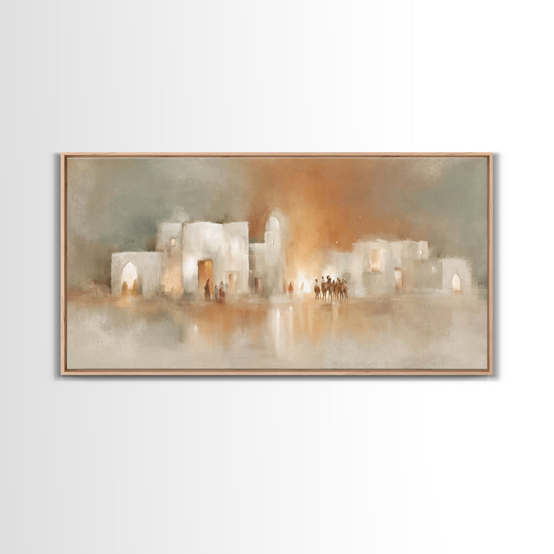 Bethlehem Arrival | Framed Canvas Print | Christmas Wall Art | Christian Christmas Art | Christian Art Canvas | Modern Christian Art | Chri