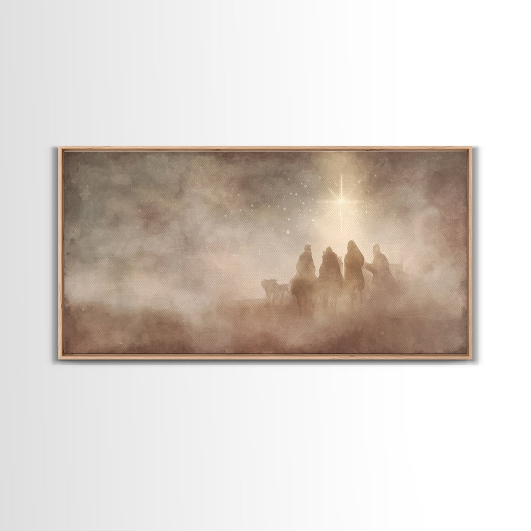 Holy Night Wonder – Framed Canvas Print – Christian Art Canvas – Christmas Wall Art – Christian Christmas Art – Christian Art Print – Moder
